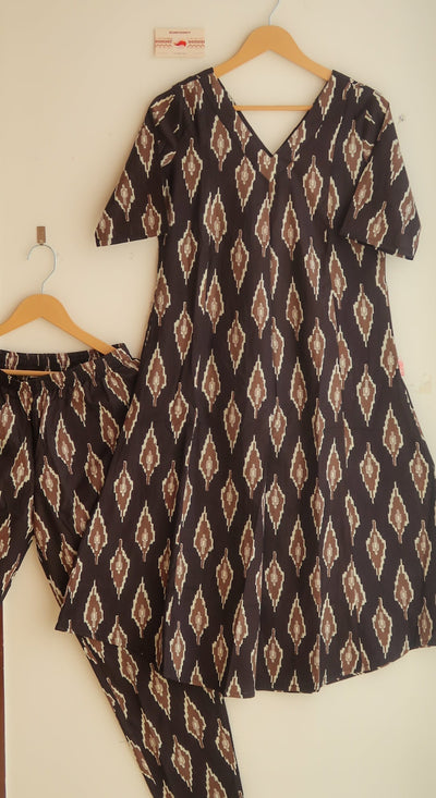 Blush Black Ikkat Office/Regular Wear Suit Set - Blend of Fun