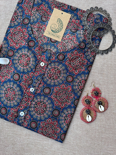 "Roshan" Ajrakh Hand Block Printed  Cotton kurta
