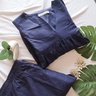 Minimal Indigo Bloom Suit Set