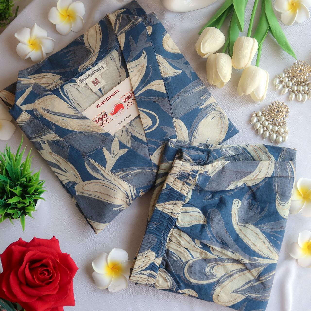 Big Blue Lilys Suit Set- Vasant