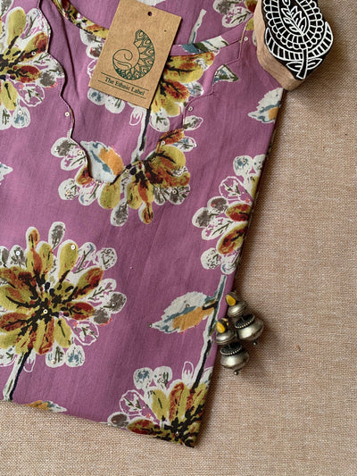 "Shifa" Hand Block Printed Scalloped Cotton kurta