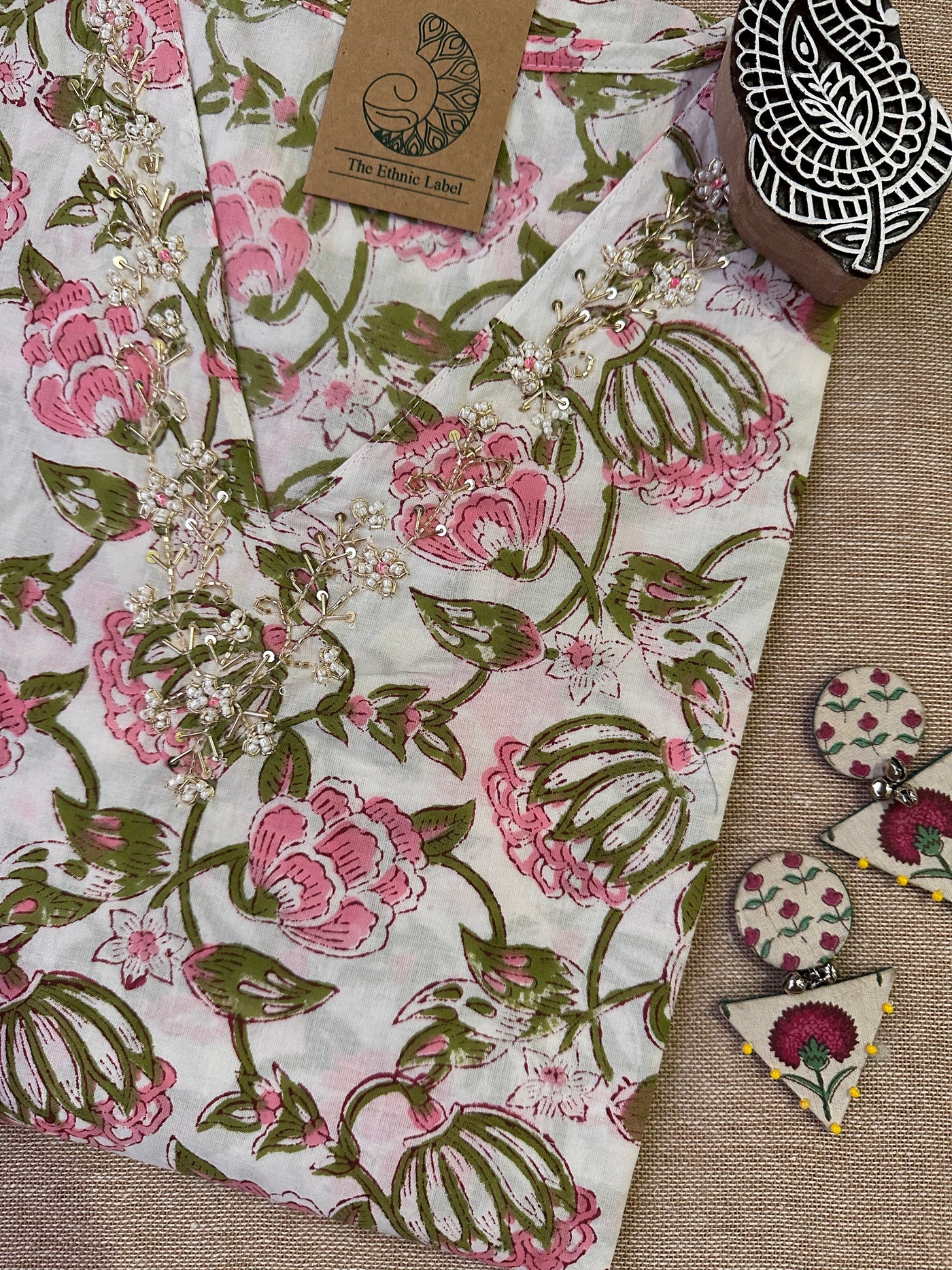 "Suhani" Hand Work Embellished Cotton kurta