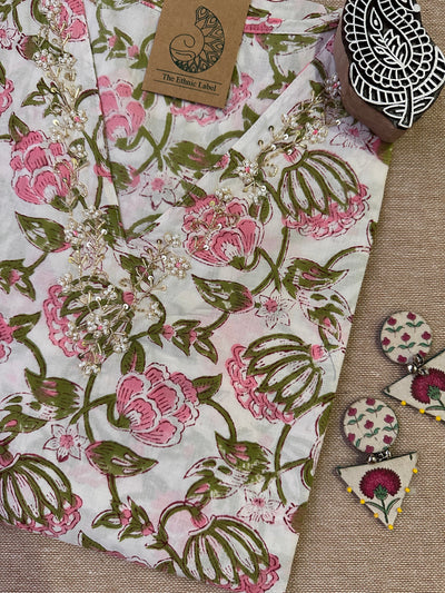 "Suhani" Hand Work Embellished Cotton kurta