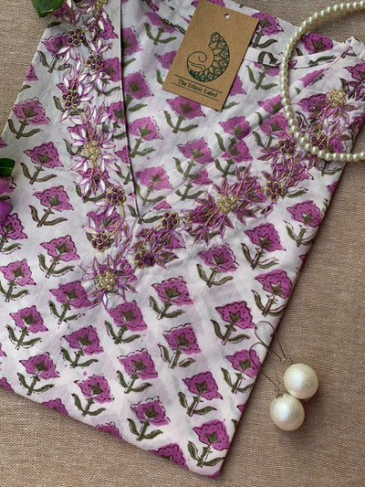 "Anmol" Hand Work Embellished Cotton kurta