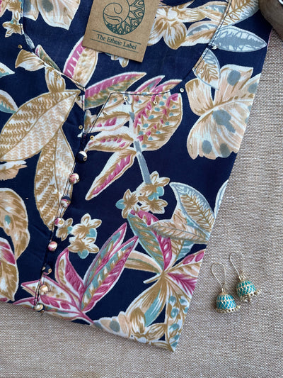 Aashi Floral Hand Block Printed Cotton kurta