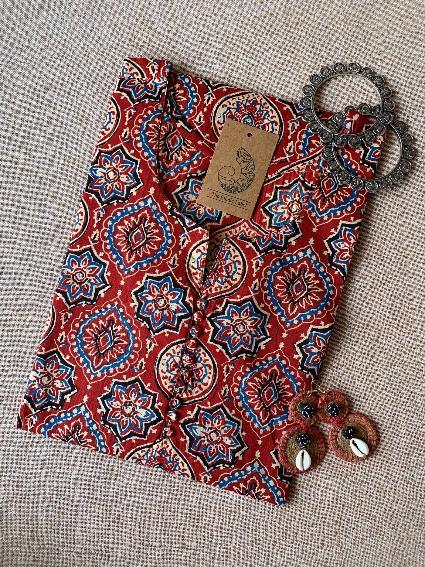 "Naaz" Ajrakh Hand Block Pritned Cotton Kurta