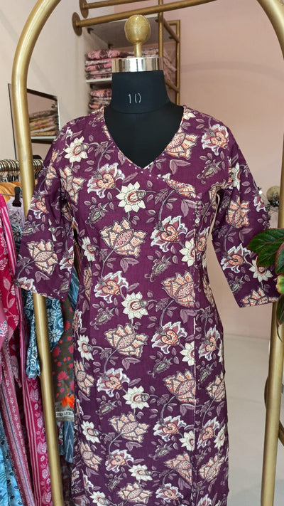 "Haseen" Purple Angrakha Cotton Kurta