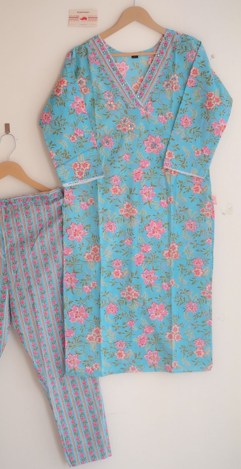 Blue Florals Elegance Bliss Suit Set